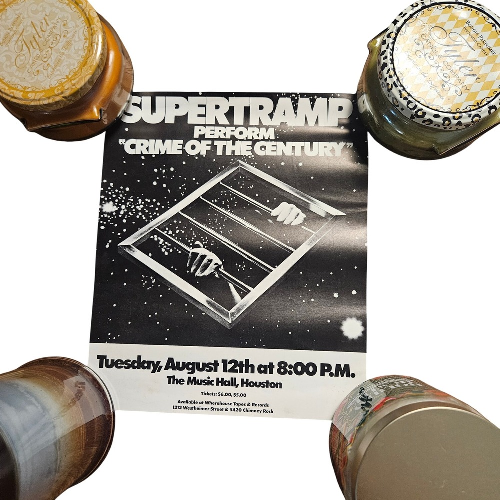 Supertramp Crime of the Century Houston Concert Flyer VTG 1974 Music Hall 8.5x11